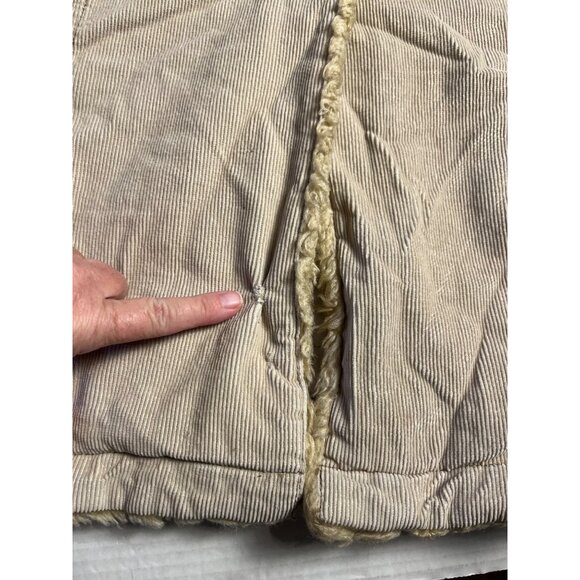 VTG-Y2K-Static Womens XL Beige Corduroy Coat Faux Fur Collar & Cuffs Penny lane - Picture 16 of 16